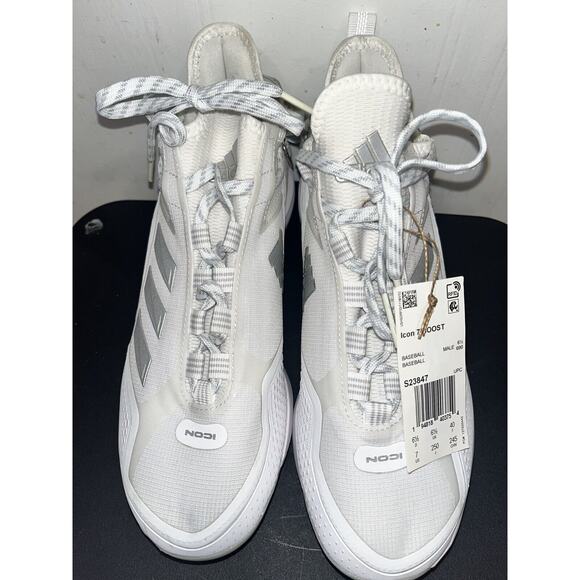 adidas Icon 7 BOOST Baseball Metal Cleats White Silver S23847 Men's Size 7 - Picture 2 of 12